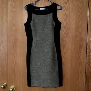 Calvin Klein sheath dress, grey and black, size 8